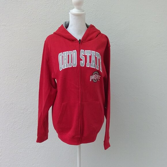 The Ohio State University Buckeyes Youth Size XL Red-Gray Zipper Fleece NEW - Picture 1 of 6